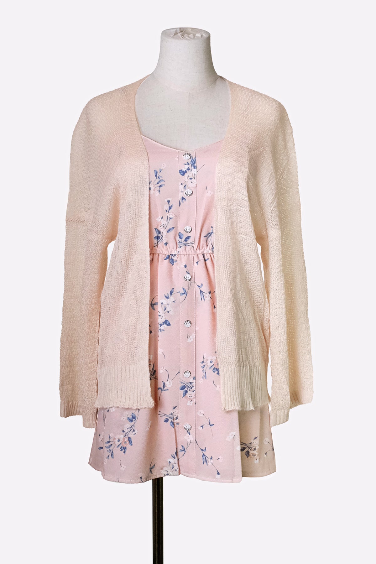 Open-Front Light Cardigan (Pink)