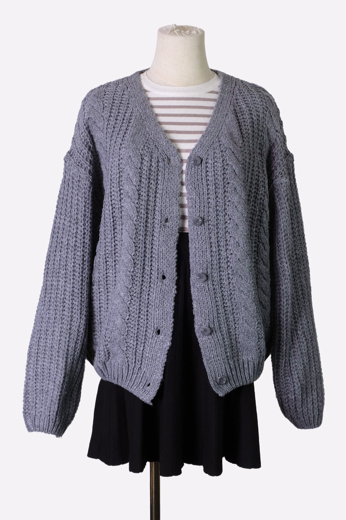 Chunky Twist Cardigan - Gray