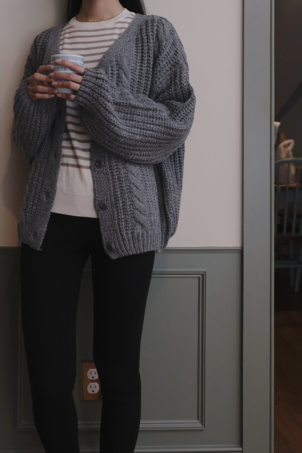 Chunky Twist Cardigan - Gray