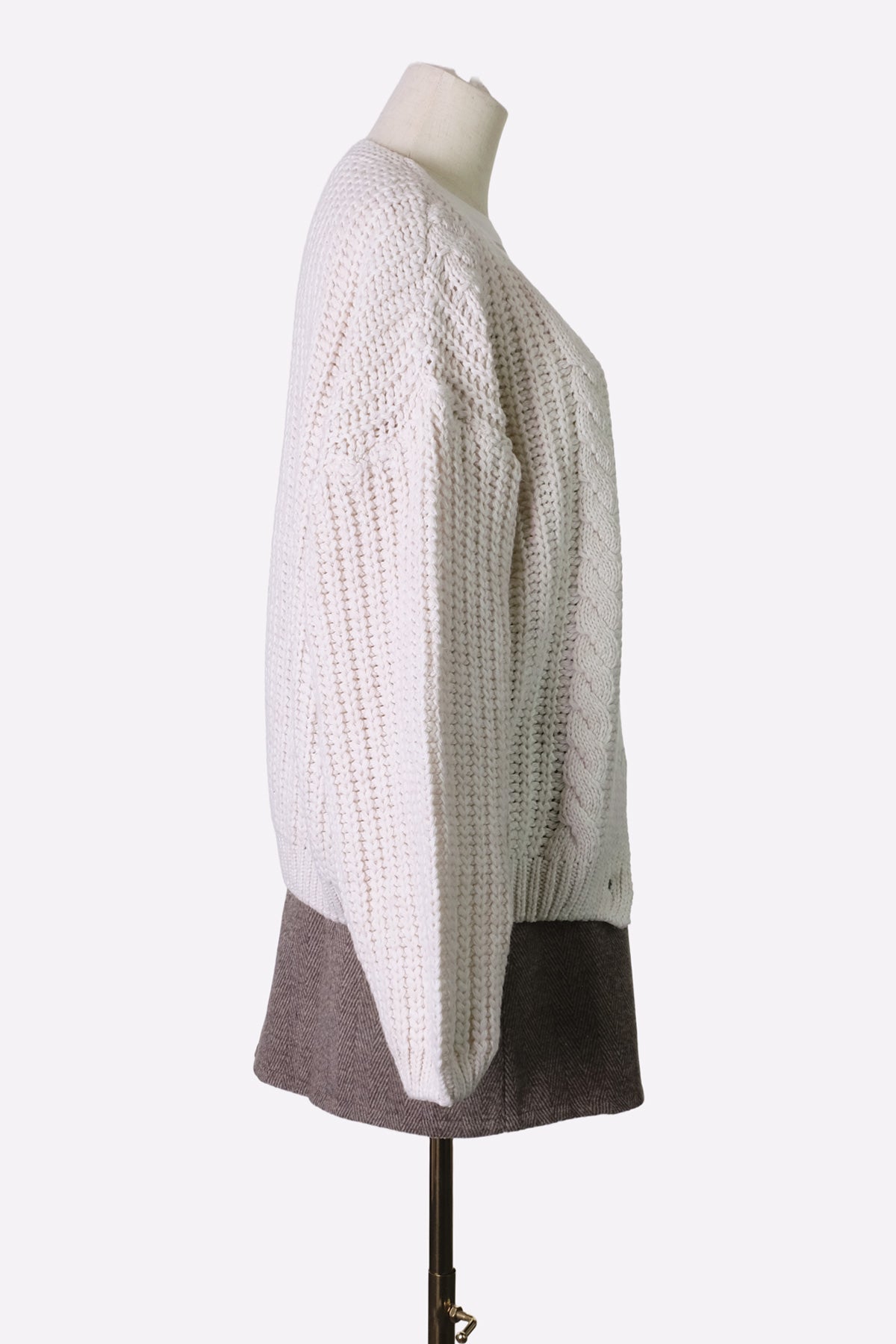 Chunky Twist Cardigan - Oat beige