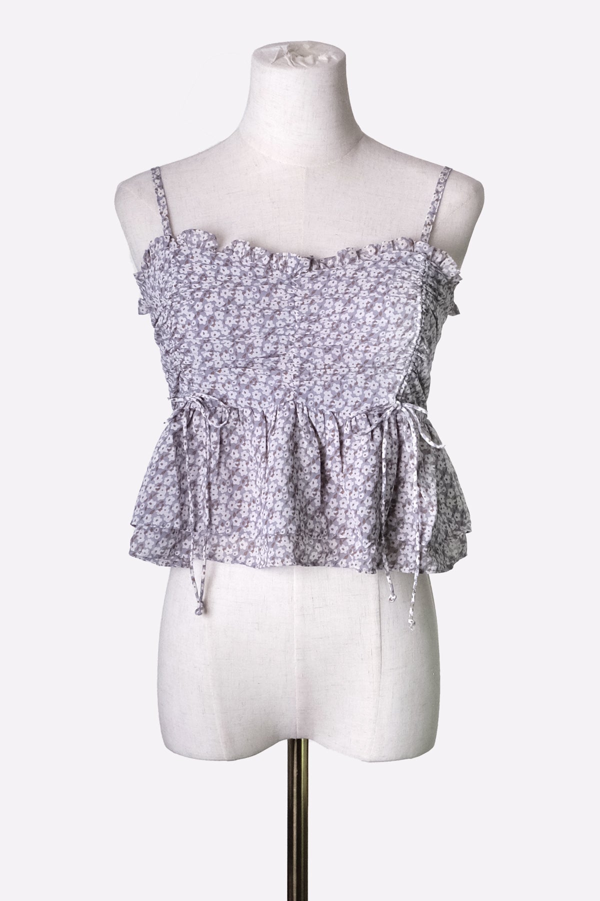 Drawstring Cami Top (Blue Floral)
