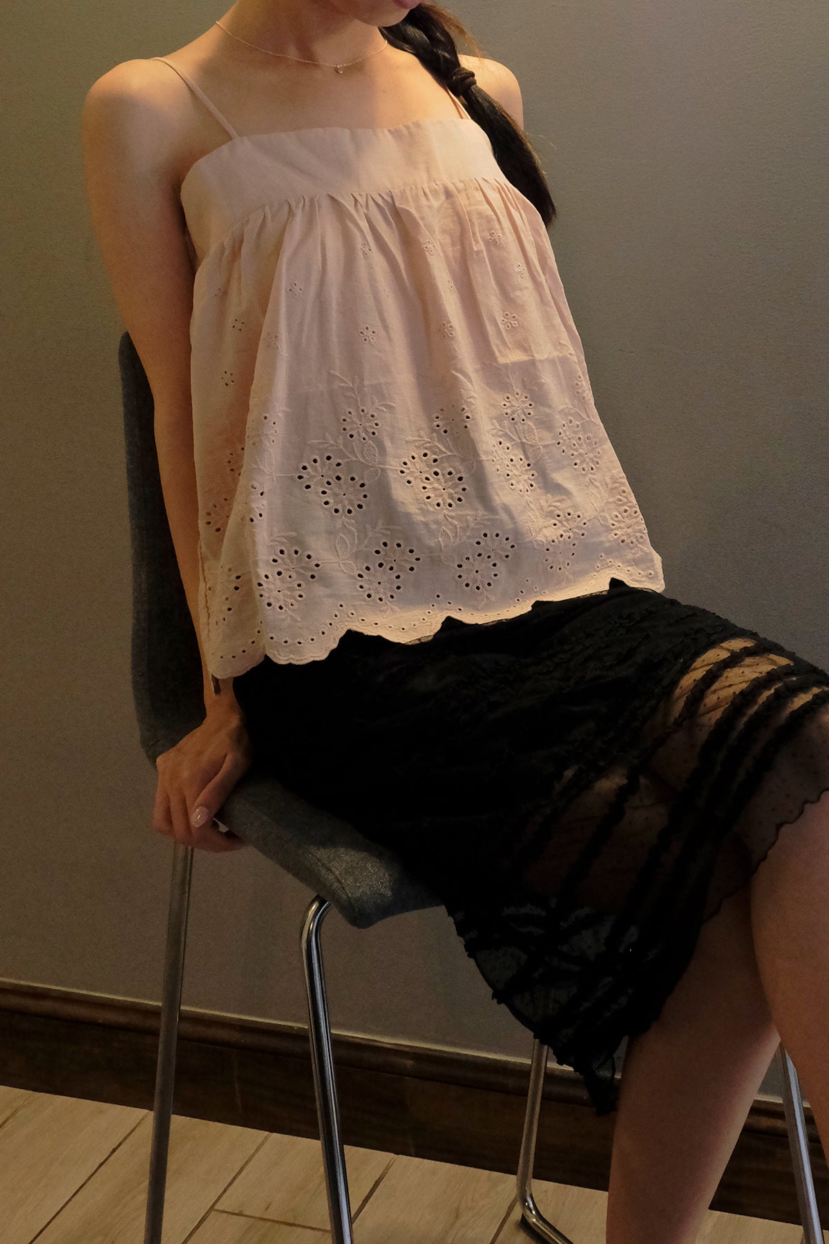 Eyelet Cami Top (Rose)