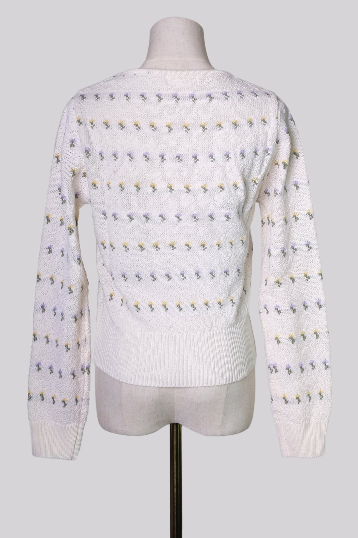 Floral Pattern Knit Top (Ivory)