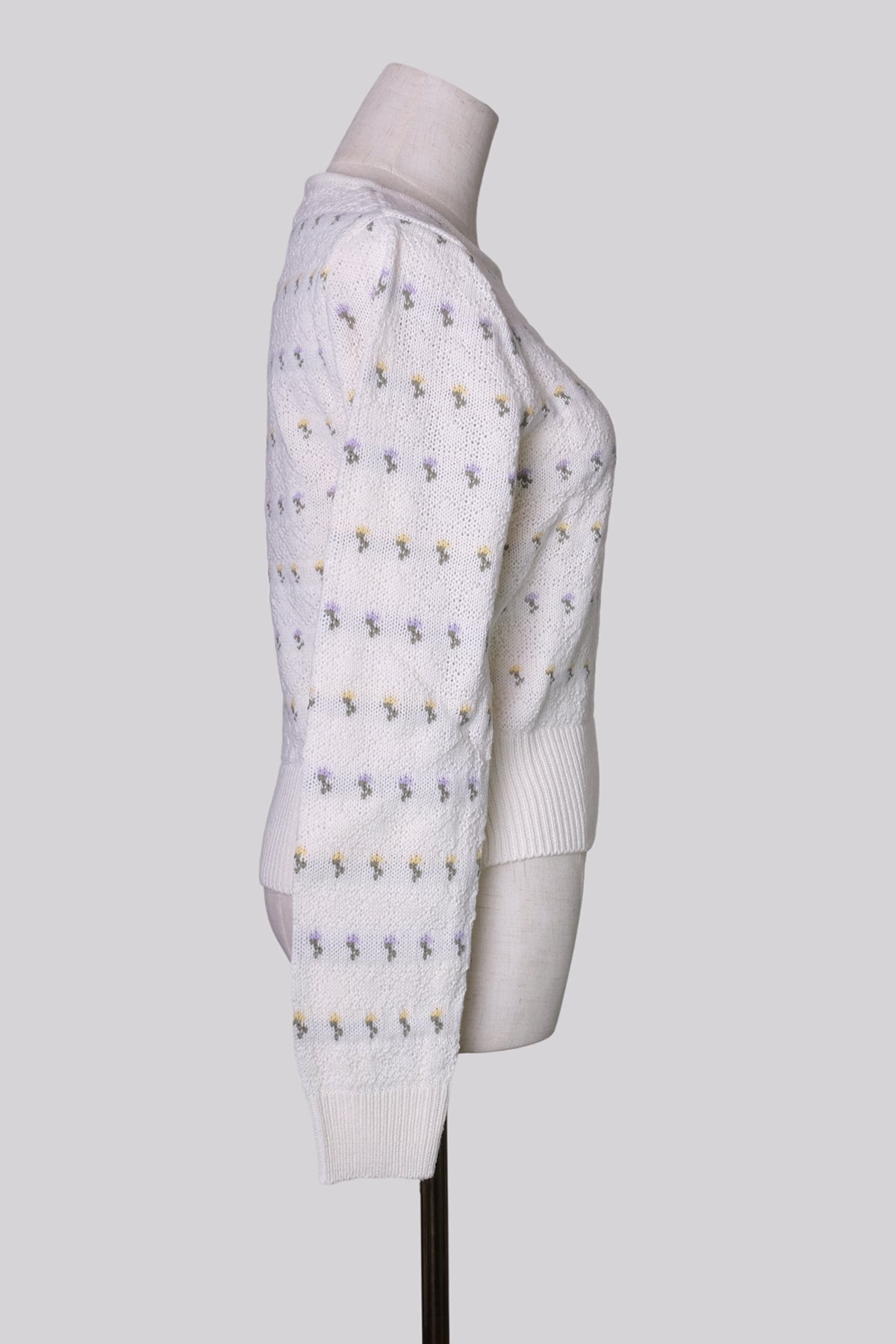 Floral Pattern Knit Top (Ivory)