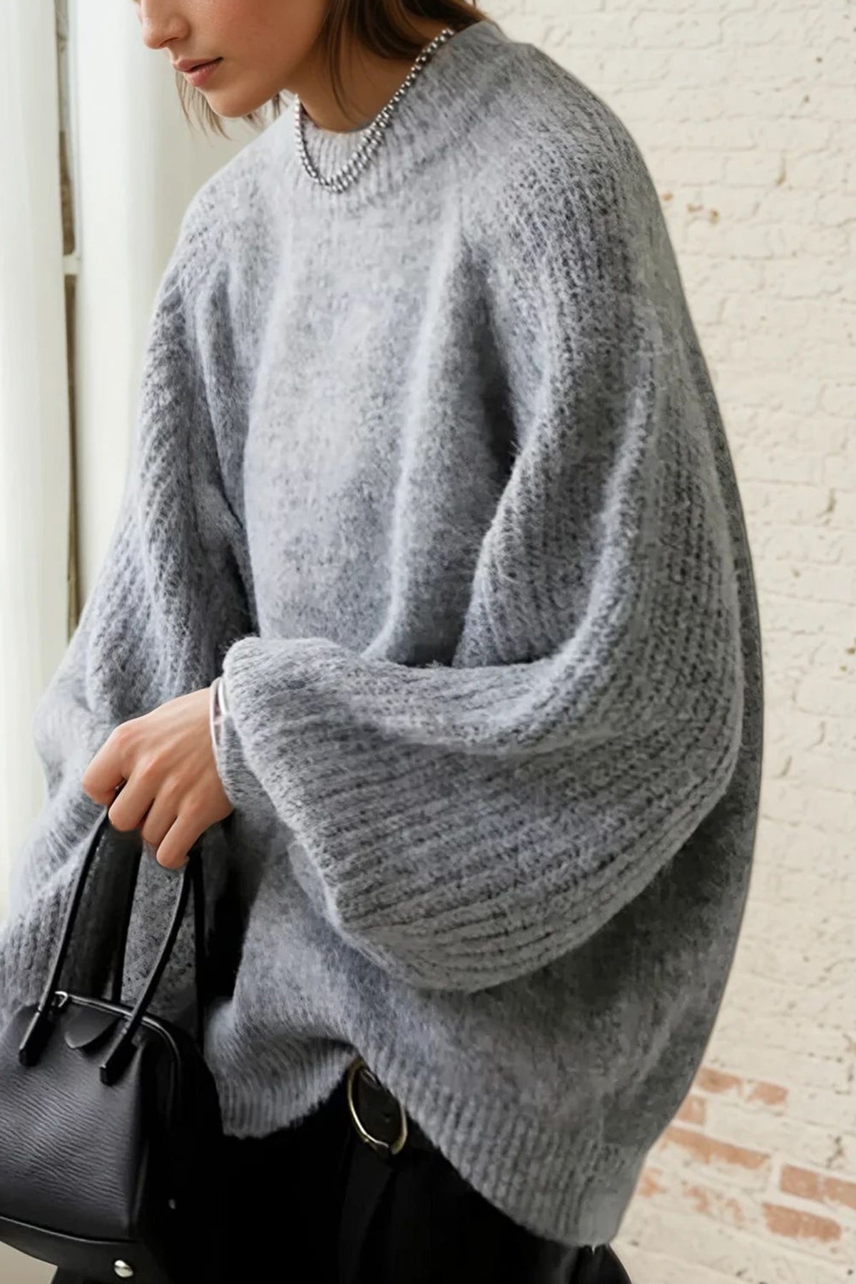 Raglan Knit Sweater (Gray)