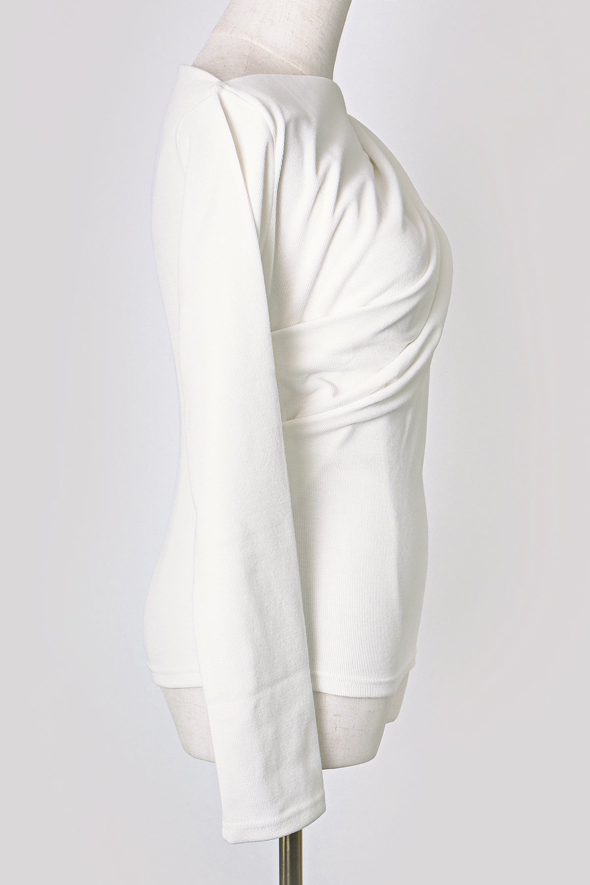 Long Sleeve Draping T-Shirt (Ivory)