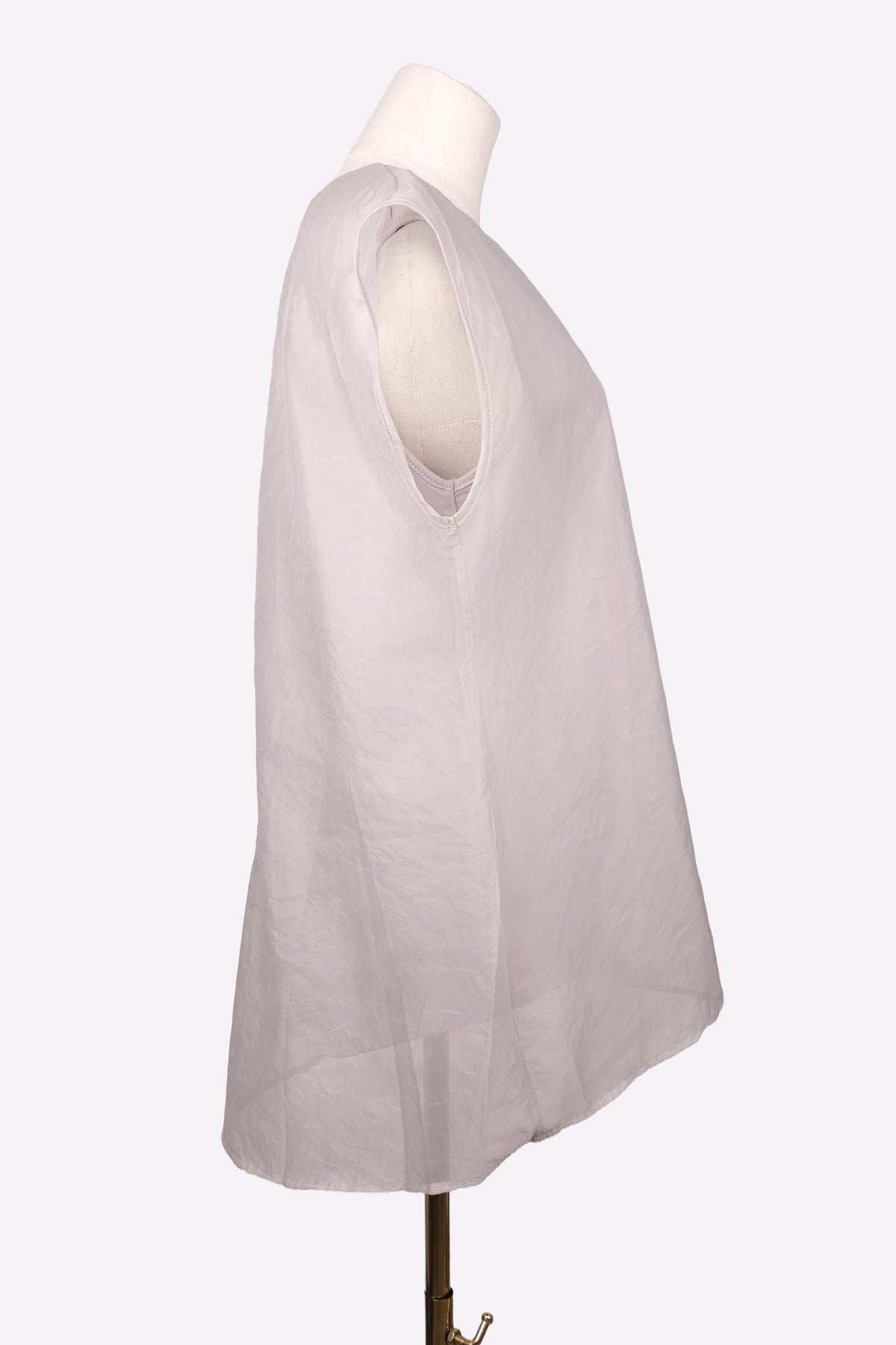 Sheer-layered T-shirt Sleeveless Top (Greige) Side