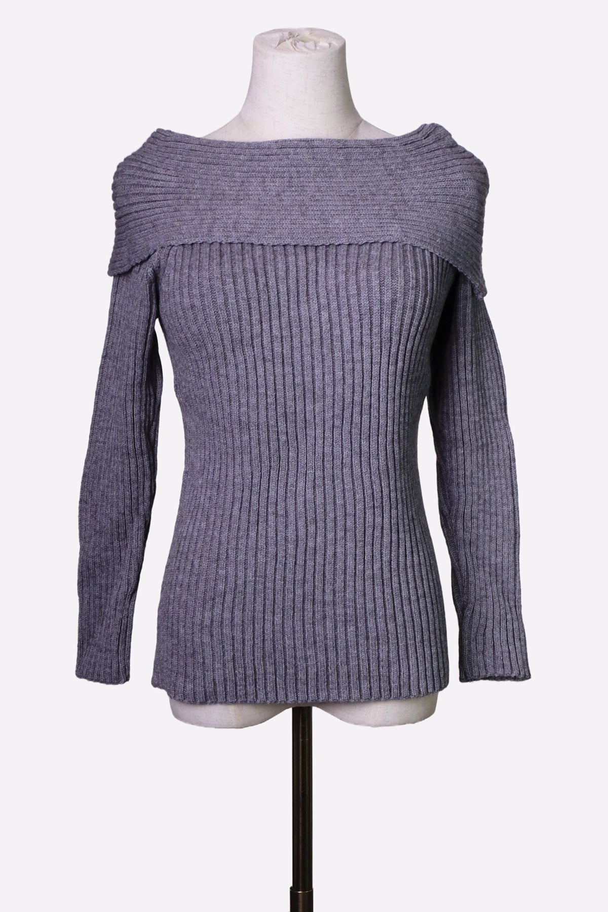 Off-Shoulder Knit Top (Gray)