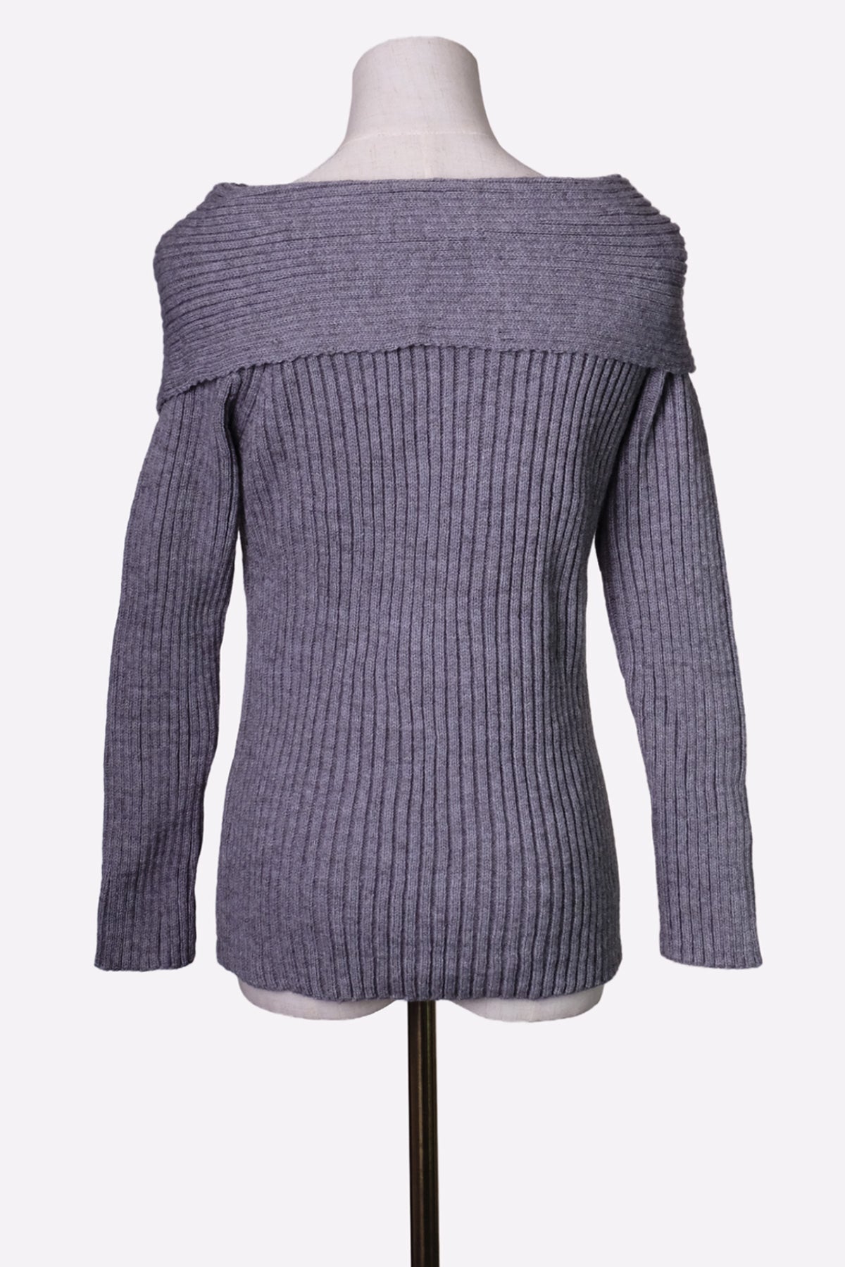 Off-Shoulder Knit Top (Gray)