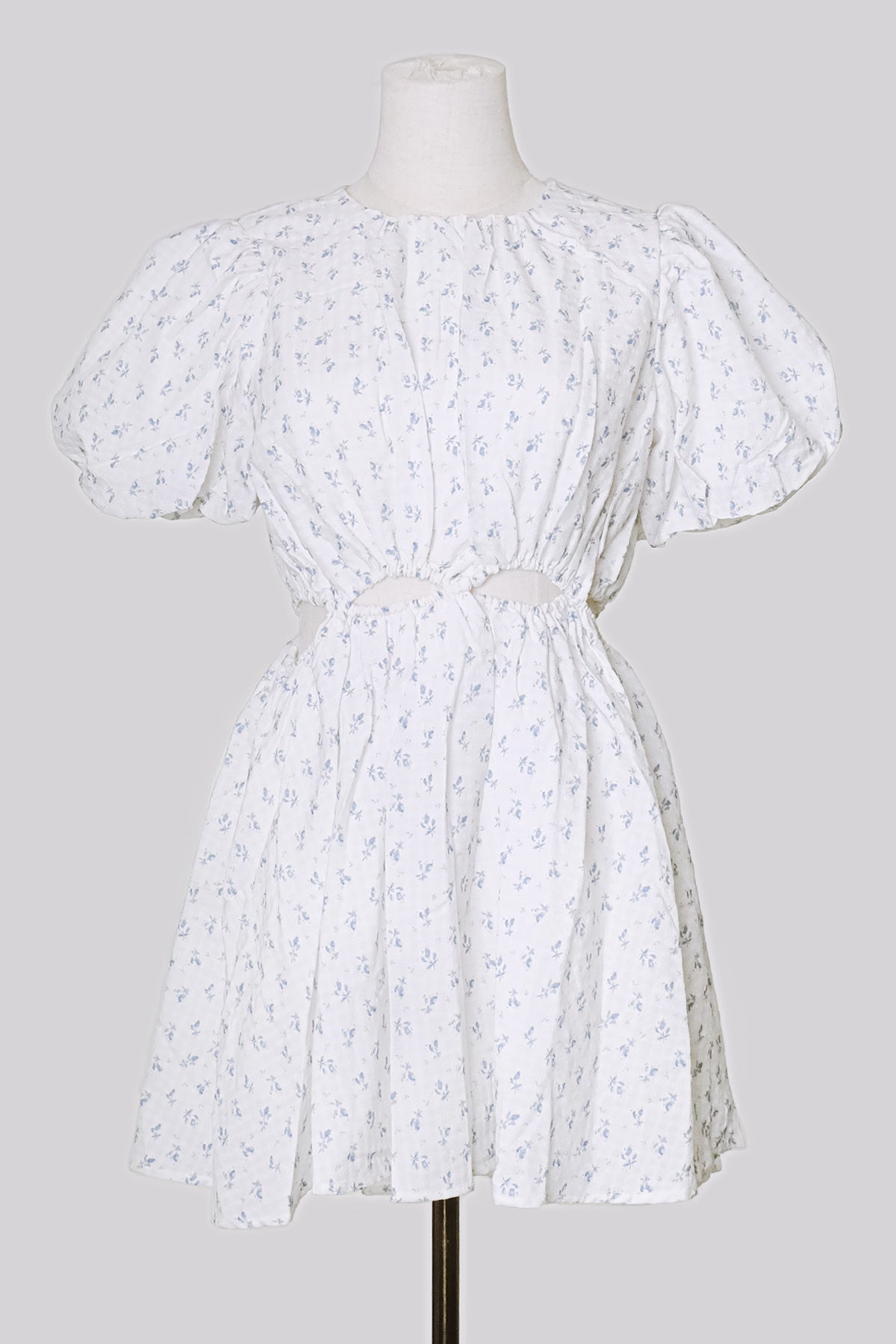 Floral Mini Dress (Blue Floral/ Cream)