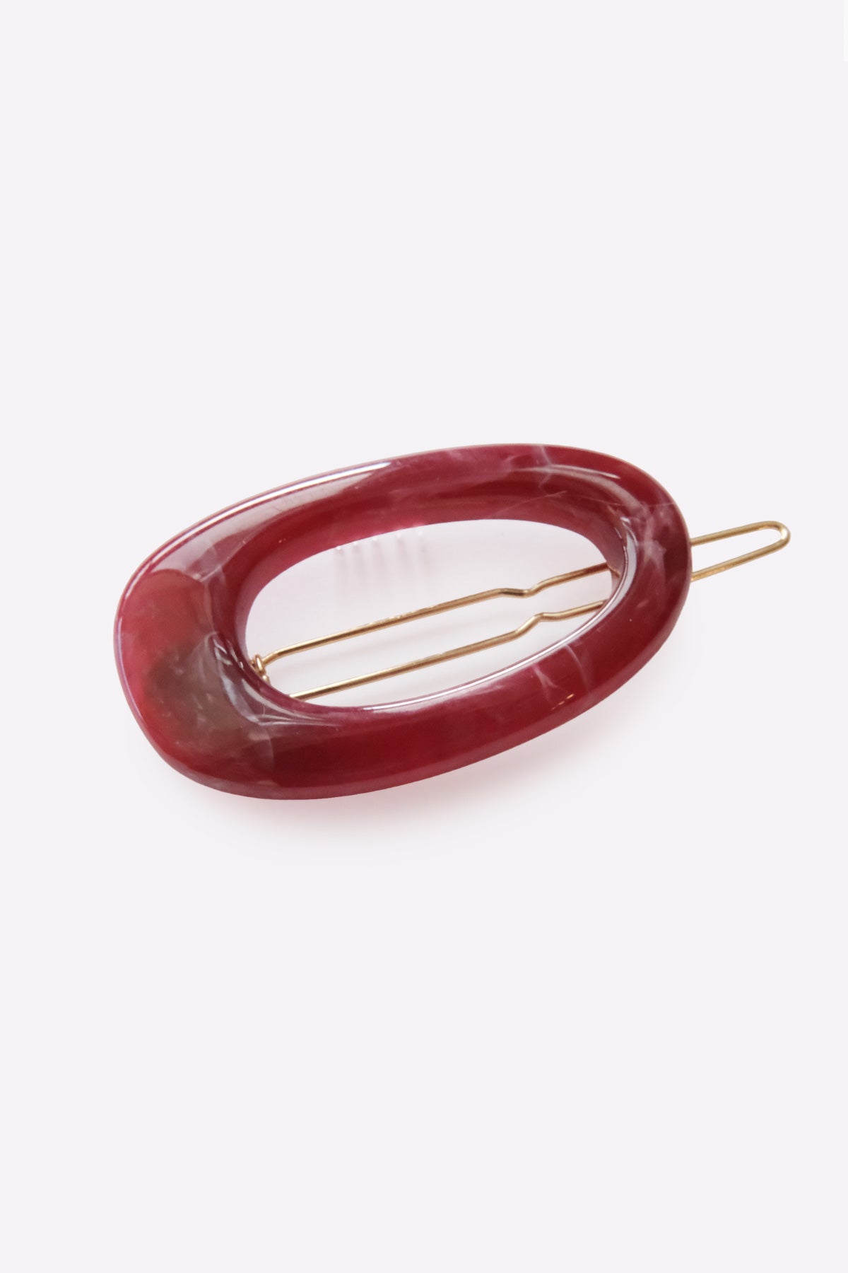 Oval Retro Style Hair Clip (Burgundy Marble)