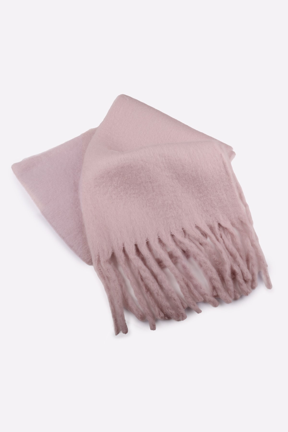 Fluffy Fringe Scarf (Pink Beige)