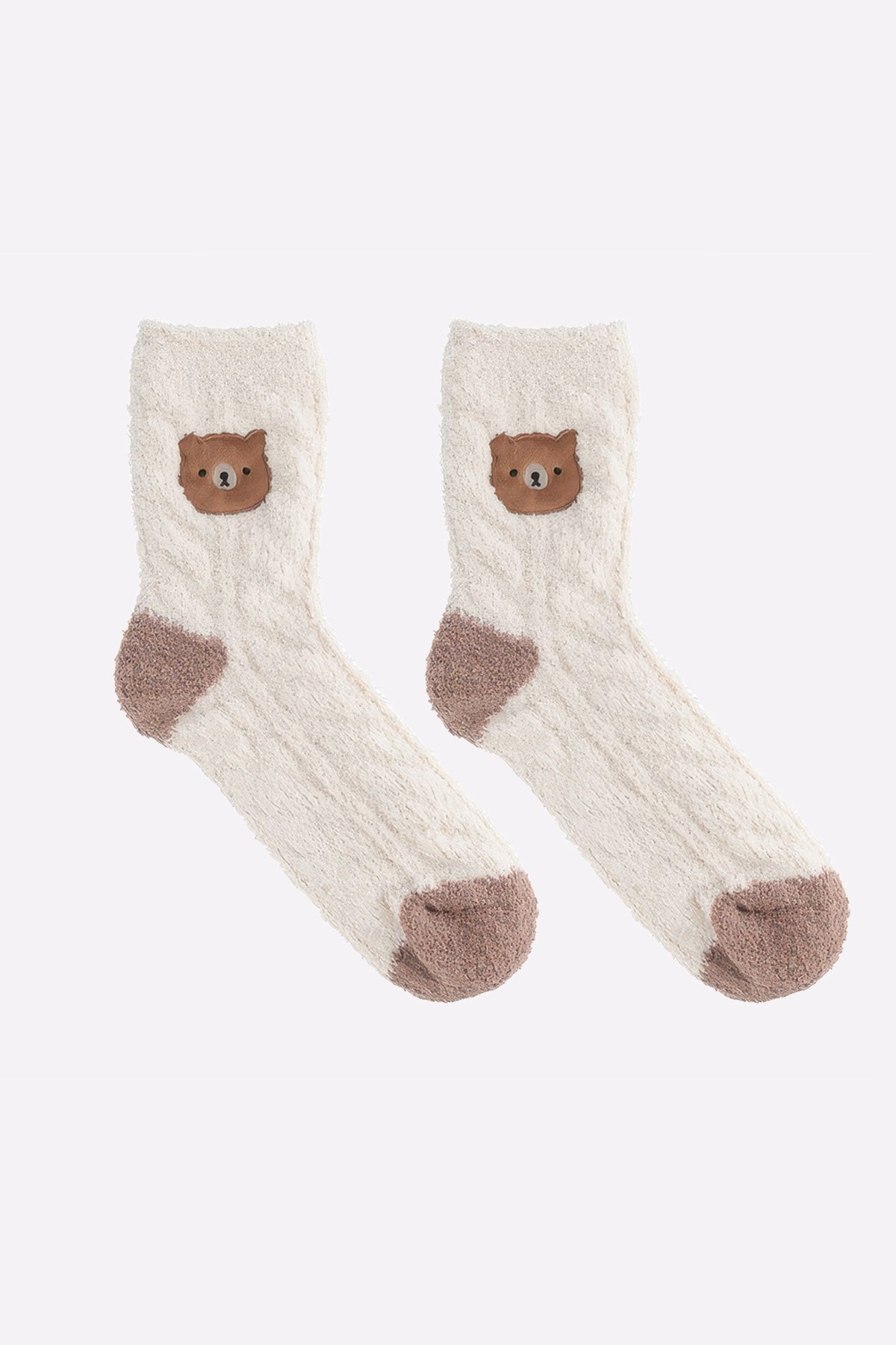 Fuwafuwa Bear Room Socks – Cream