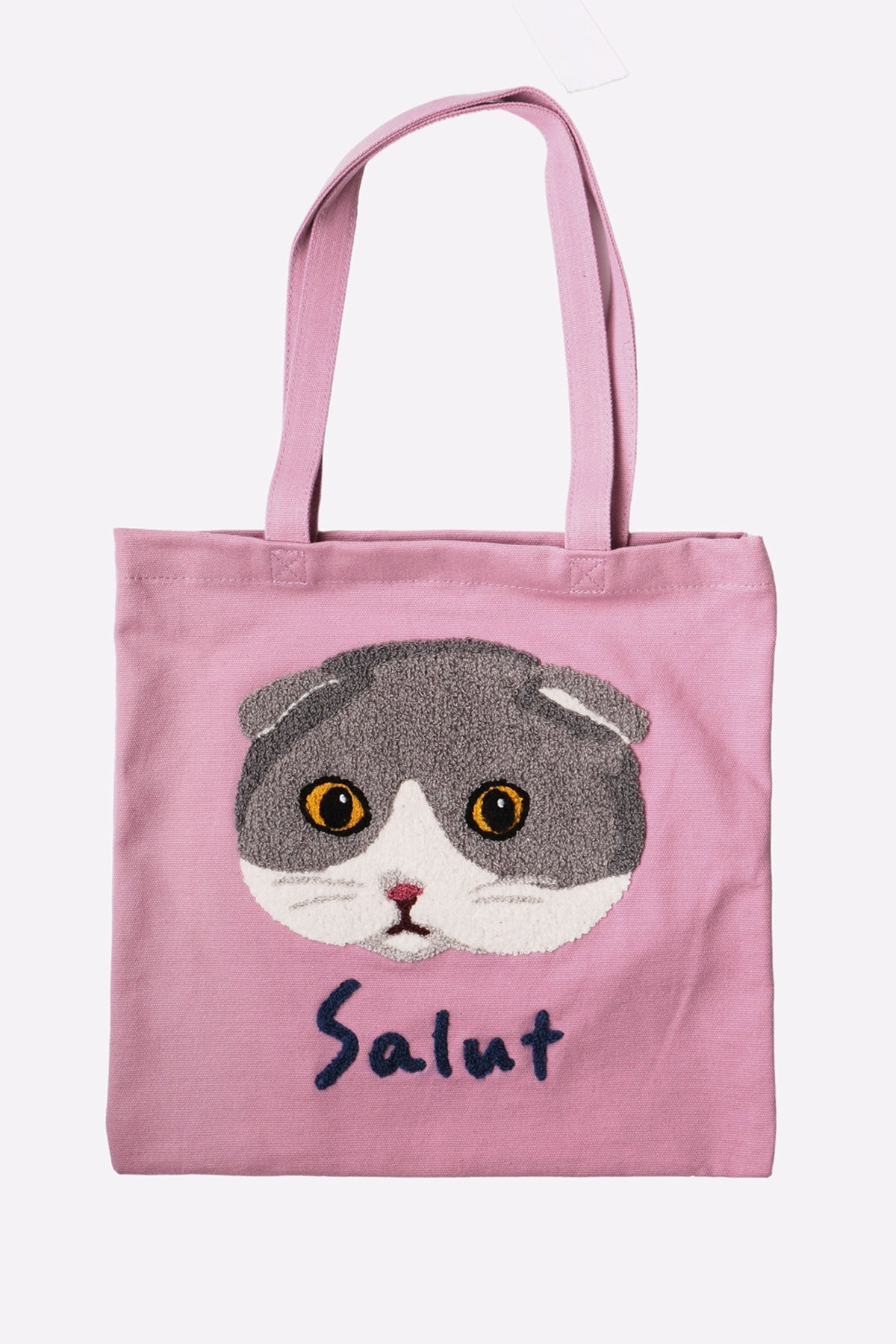 Salut Kitty Embroidered Cotton Tote Bag
