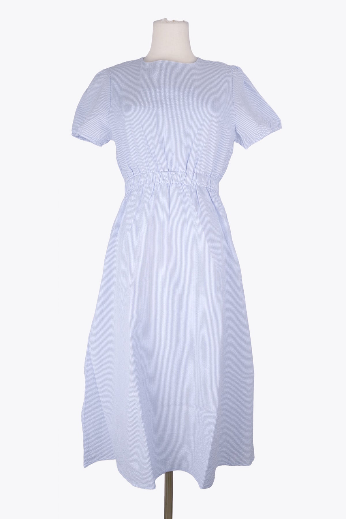Seersucker Midi Dress (Sky Blue)