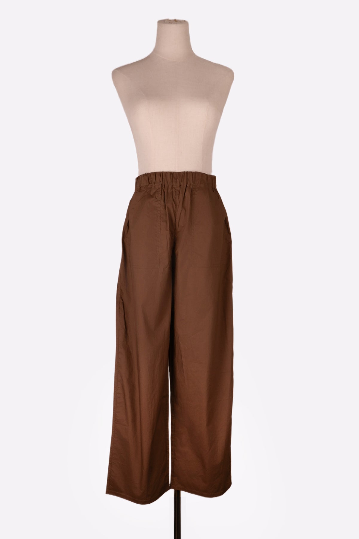 Poplin Cotton Loose Fit Pants (Tobacco)