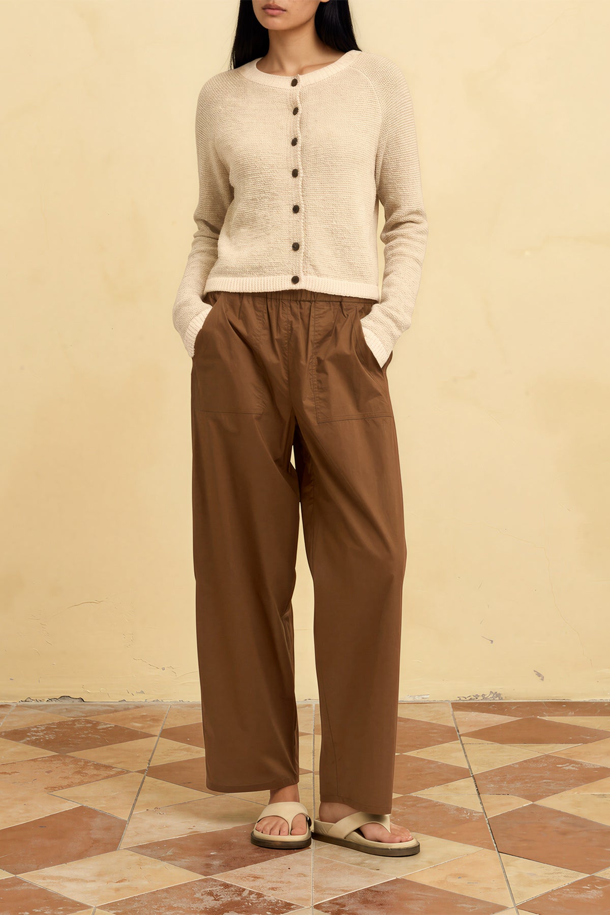 Poplin Cotton Loose Fit Pants (Tobacco)