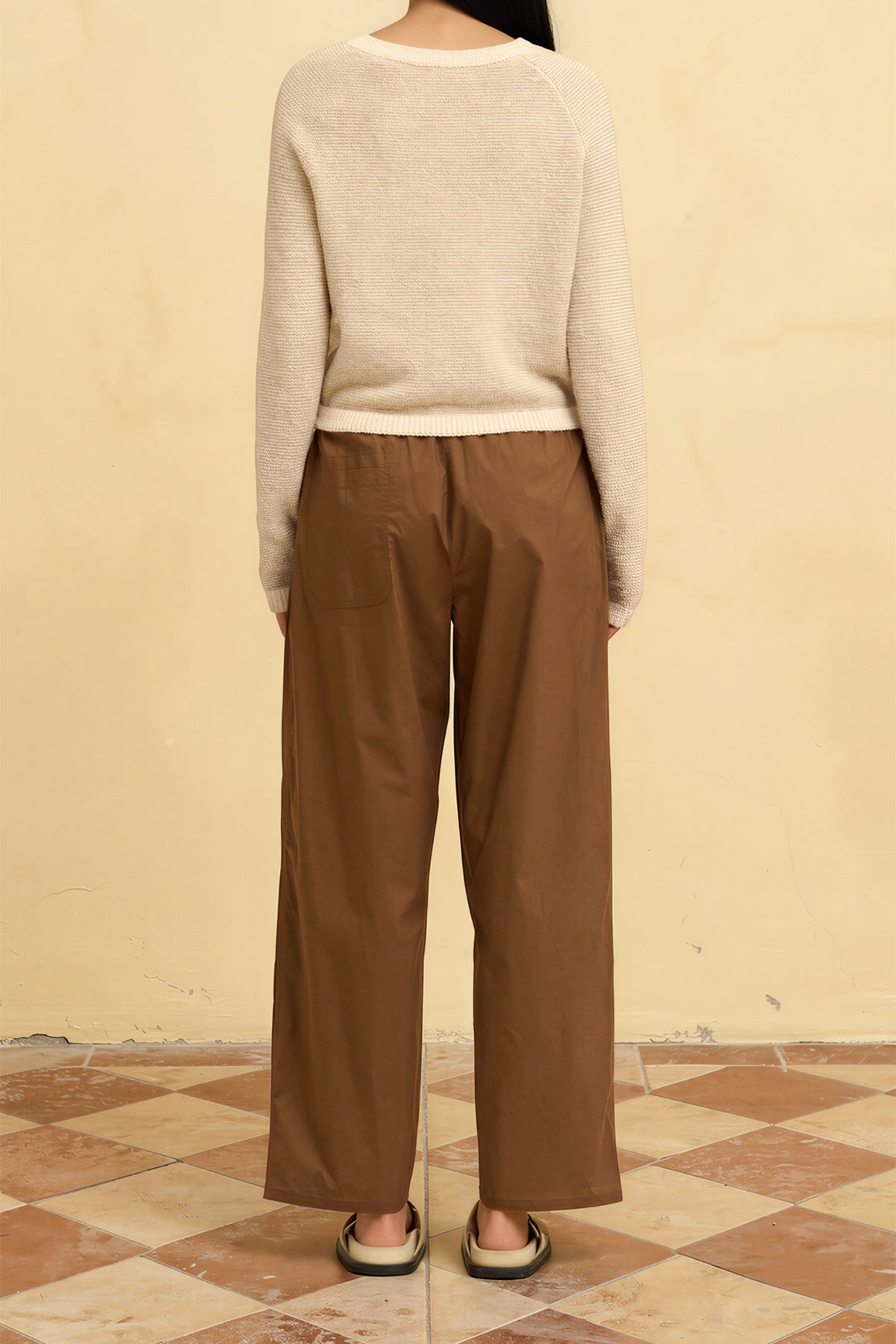 Poplin Cotton Loose Fit Pants (Tobacco)