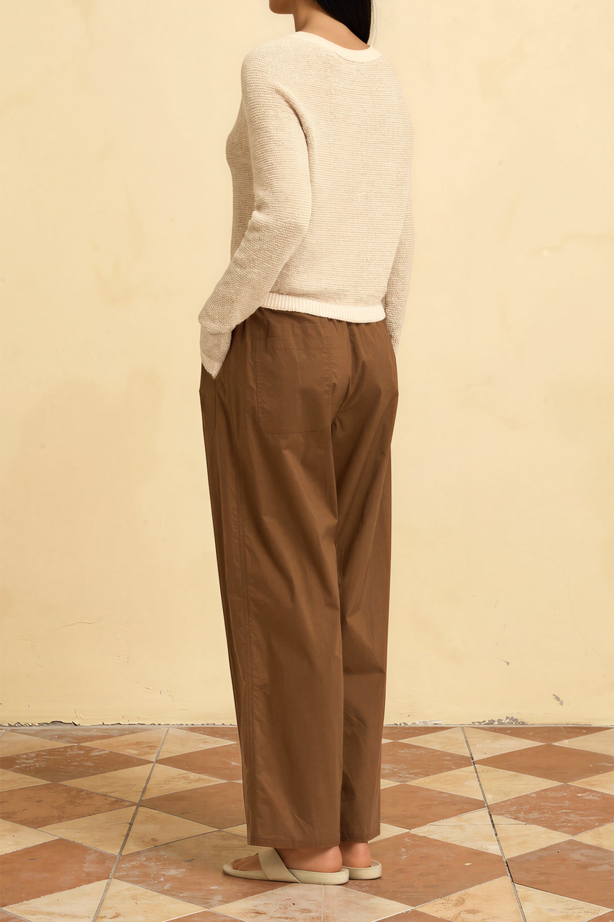 Poplin Cotton Loose Fit Pants (Tobacco)