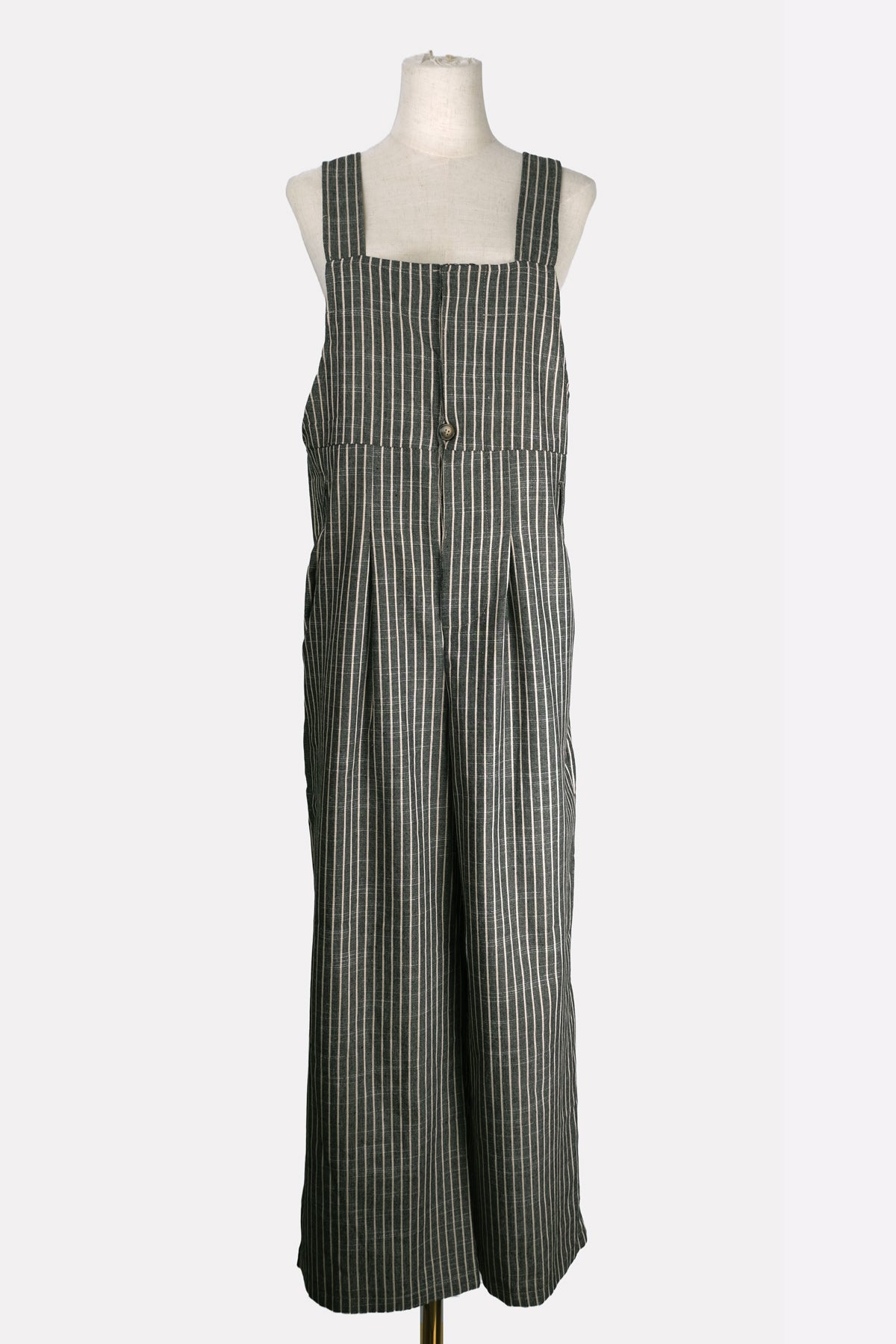 Striped Romper Overall (Charcoal)