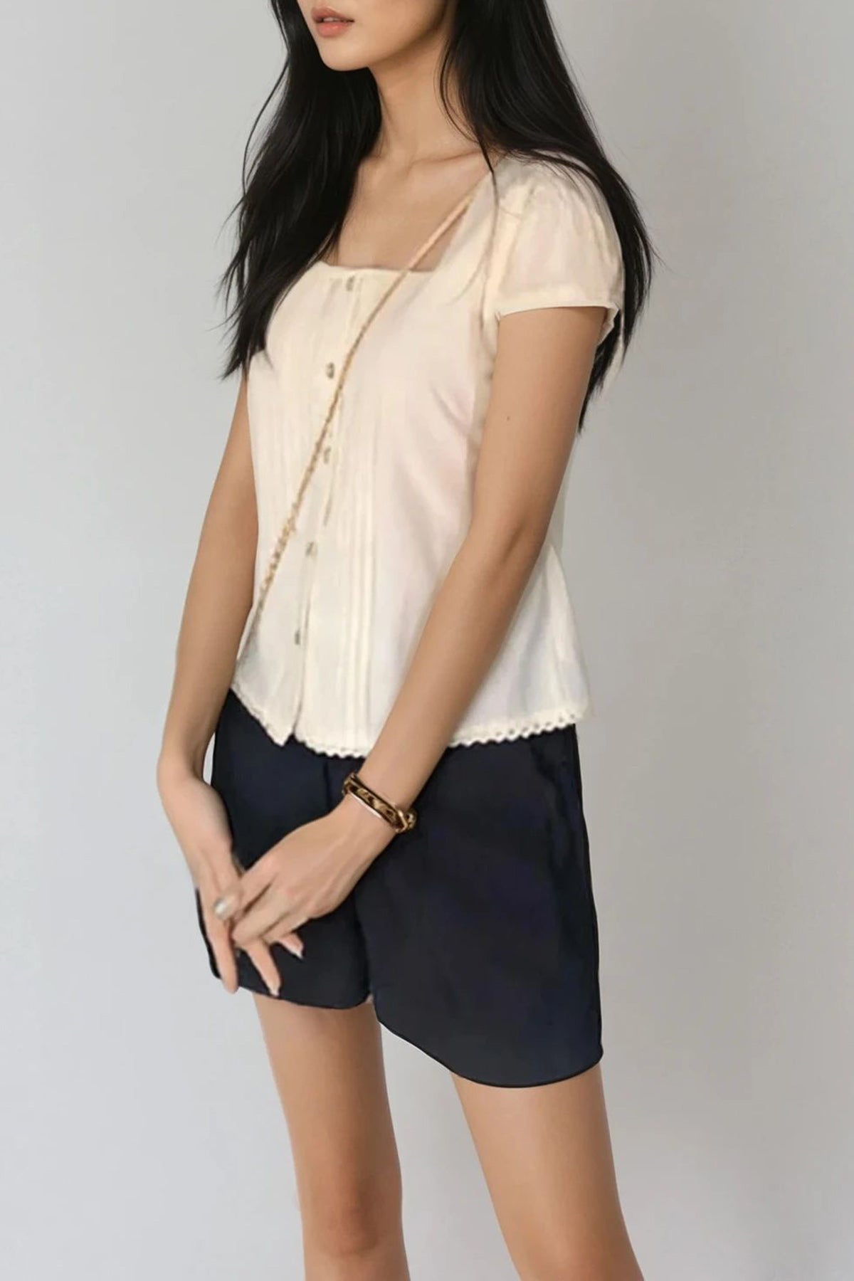 Lace Square Blouse (Cream)