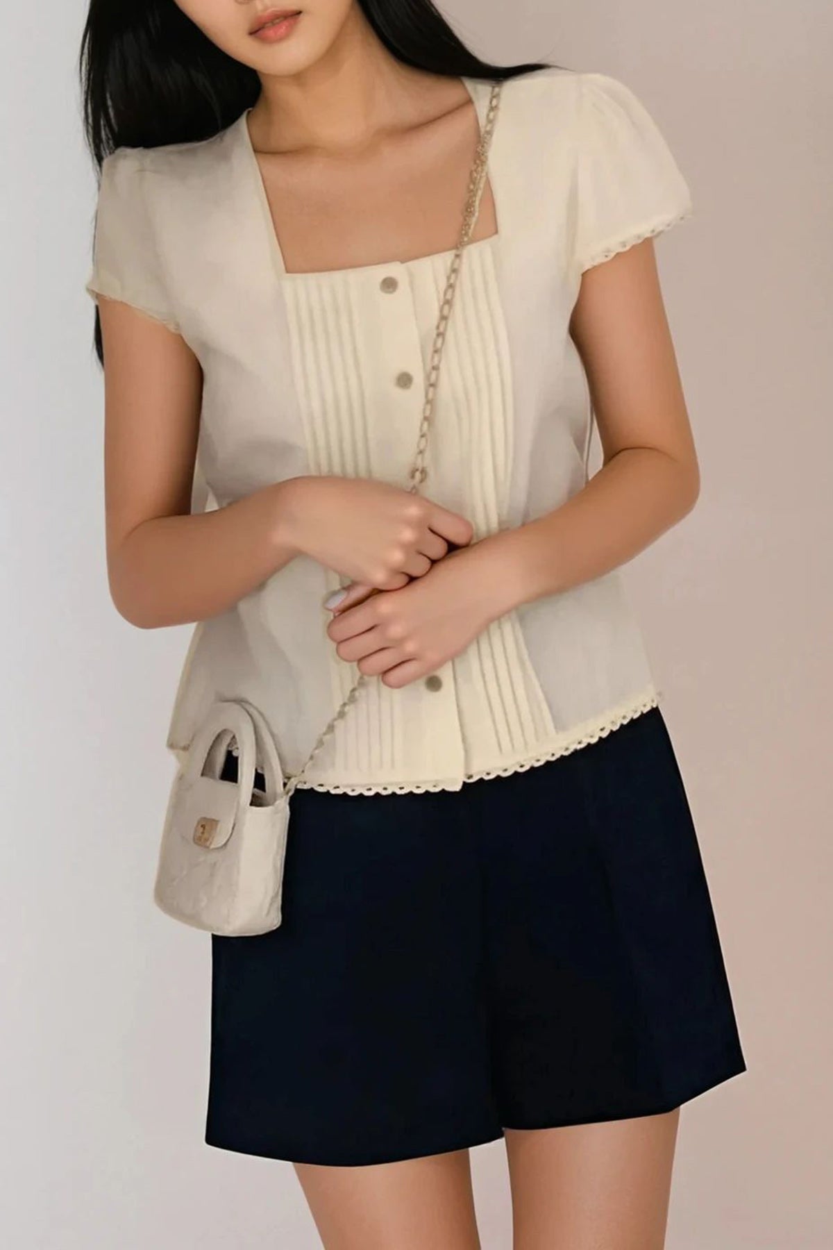 Lace Square Blouse on model