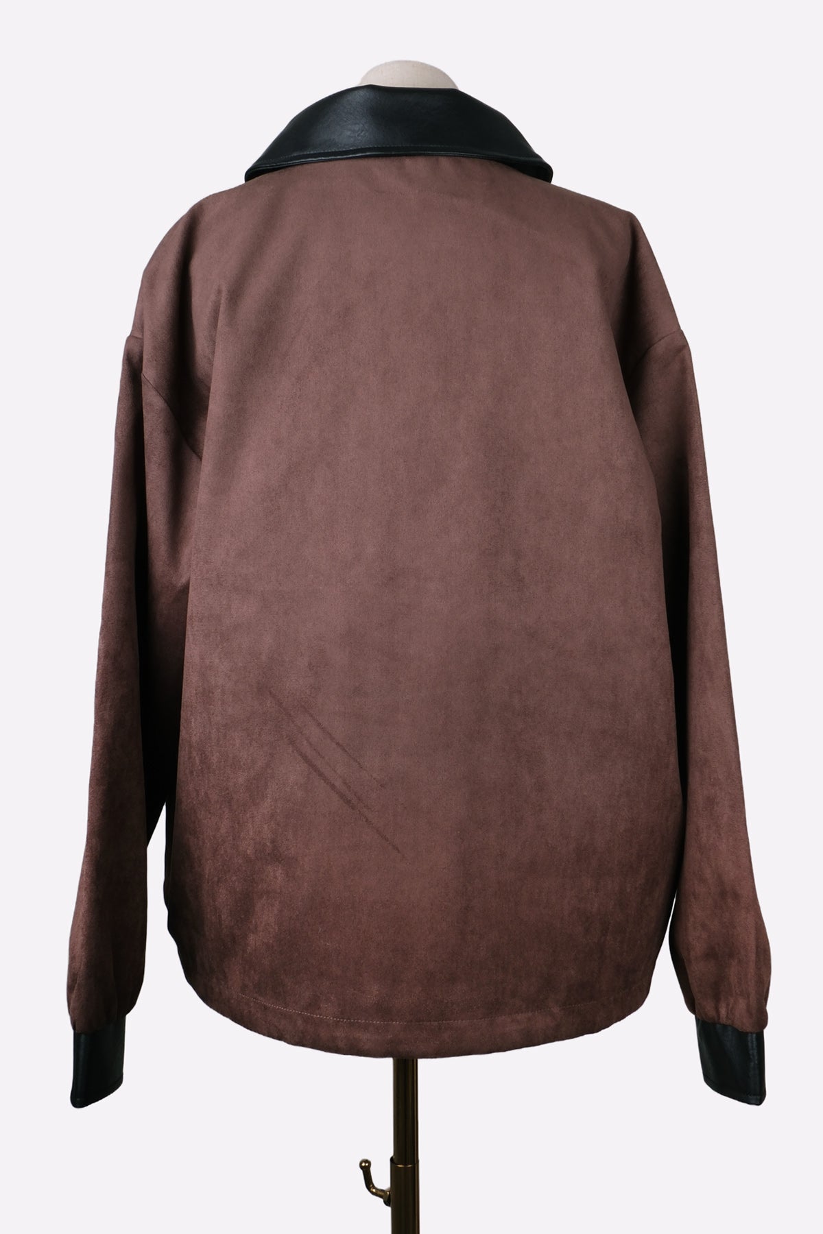 Faux Suede Jacket (Brown) Back