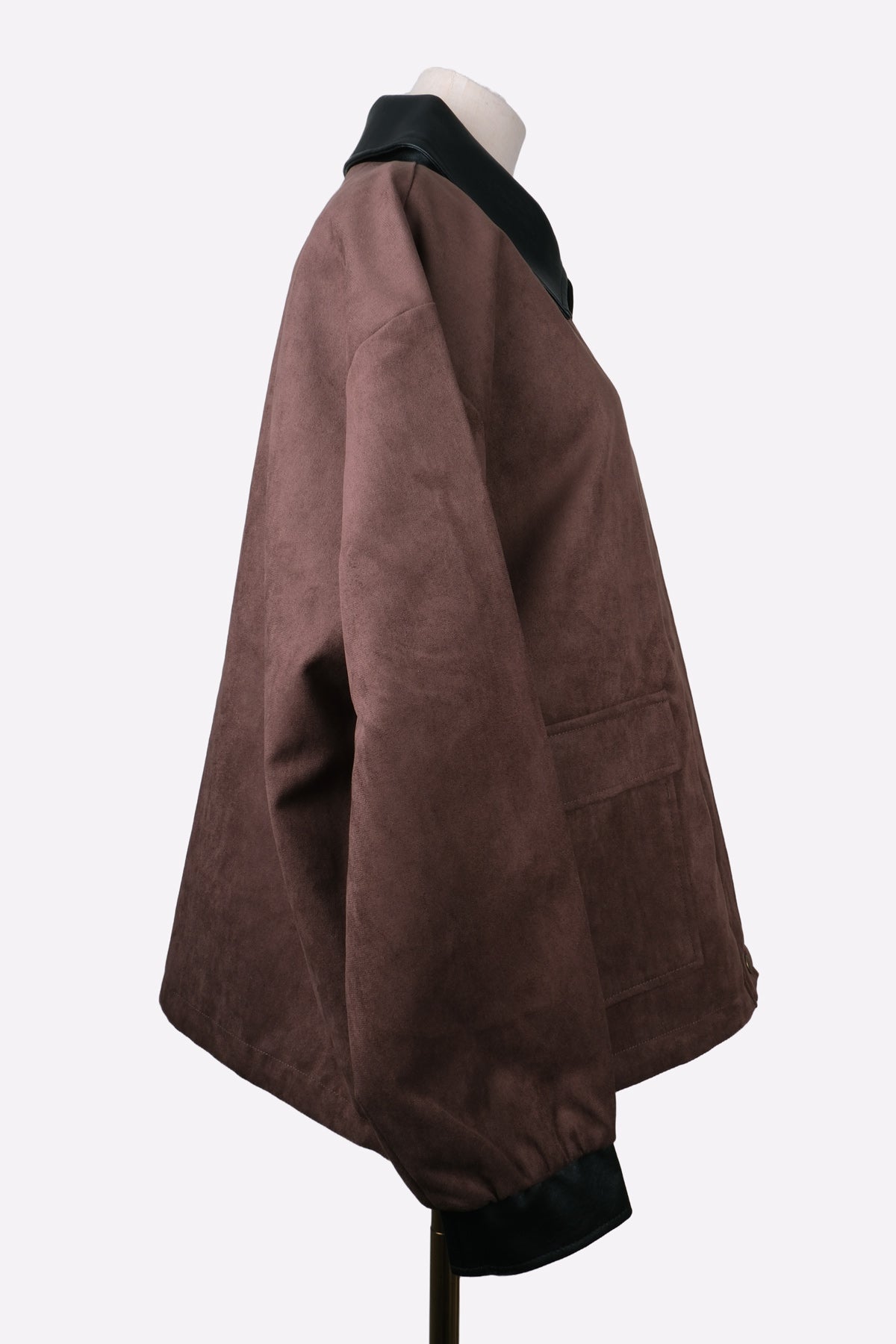 Faux Suede Jacket (Brown) Side