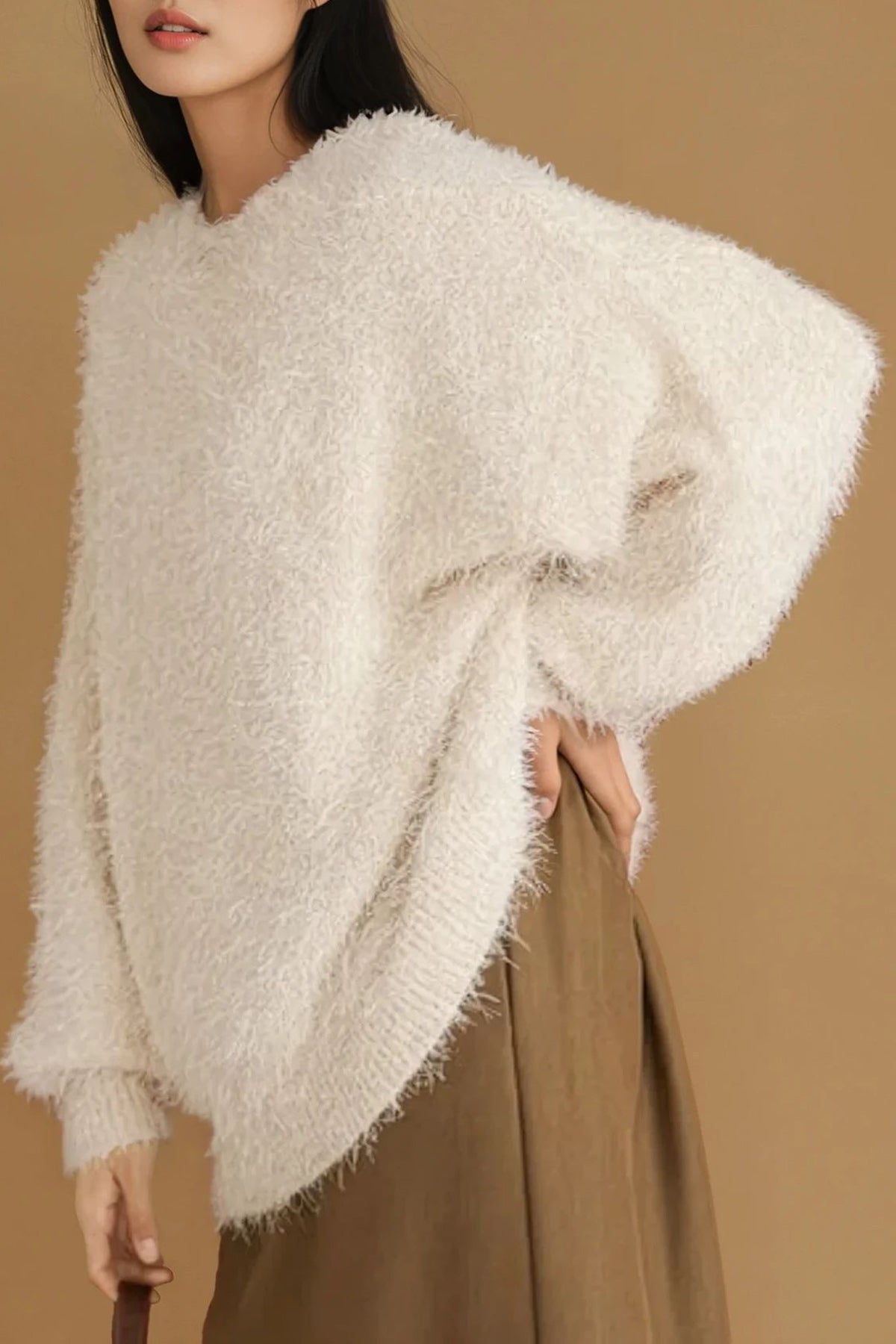 Shaggy Cozy Knit Lamé Sweater