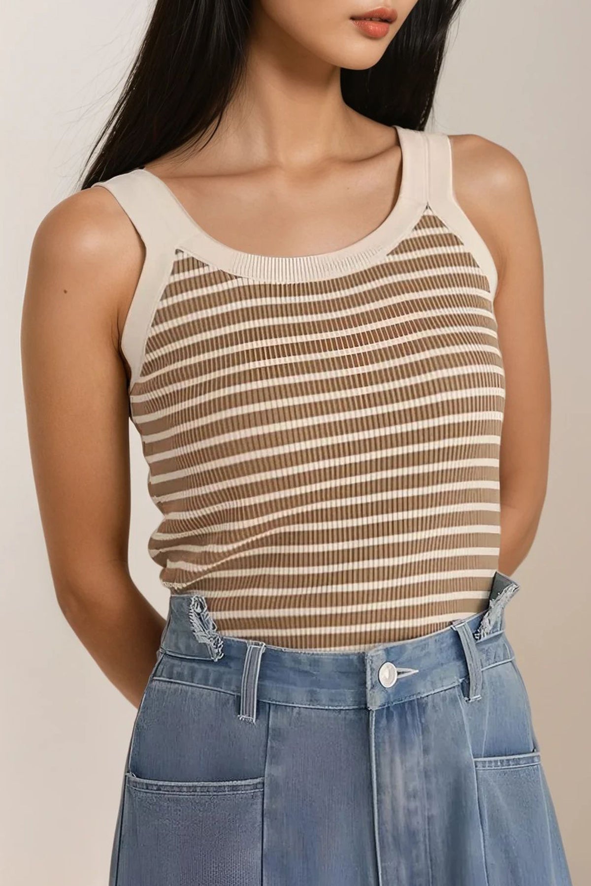 Bicolor Striped Tank (Brown)